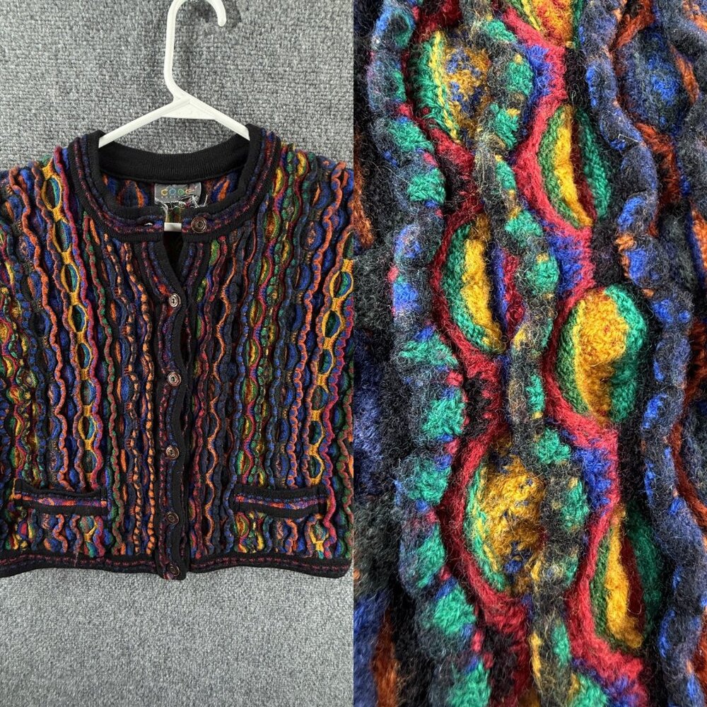 COOGI Australia Authentic Women Sweater Pure New Wool Colorful Cardigan Small XS